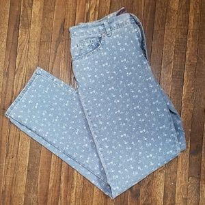 Gloria Vanderbilt Amanda Floral Blue Jeans Size 8